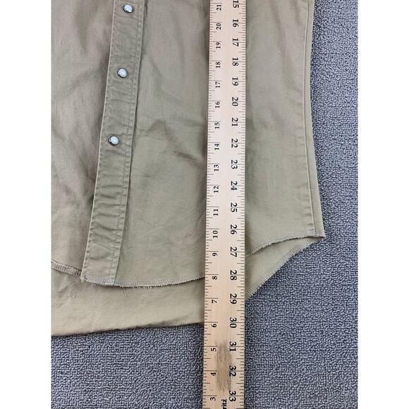 Wrangler Western Snap Shirt Mens 15 34 Khaki Beige Pearl Long Sleeve Regular Fit - Picture 8 of 9
